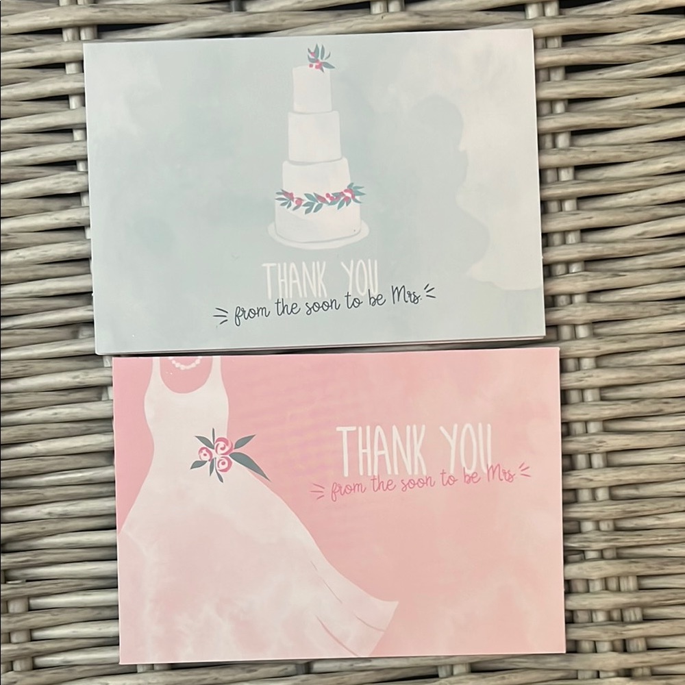 Pink and blue Party thank you cards for bridal shower (new)